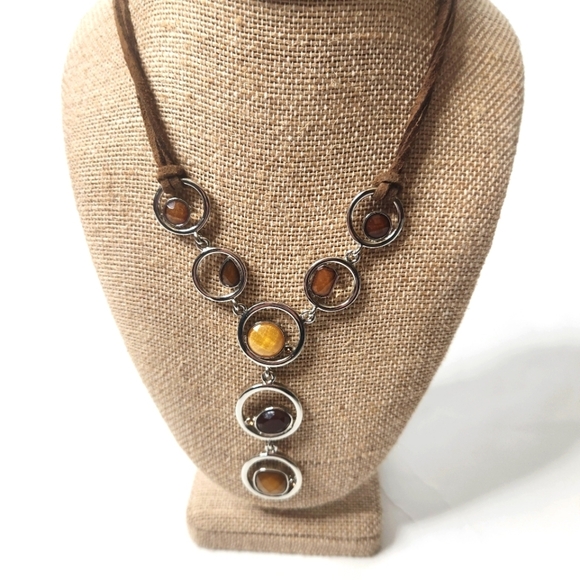Lia Sophia Leather Gem Necklace - Picture 1 of 4